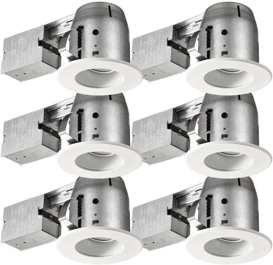 Commercial Electric 4 in. White LED IC Rated Swivel Baffle Round Trim Recessed Lighting Kit, LED Bulbs Included (6-Pack)