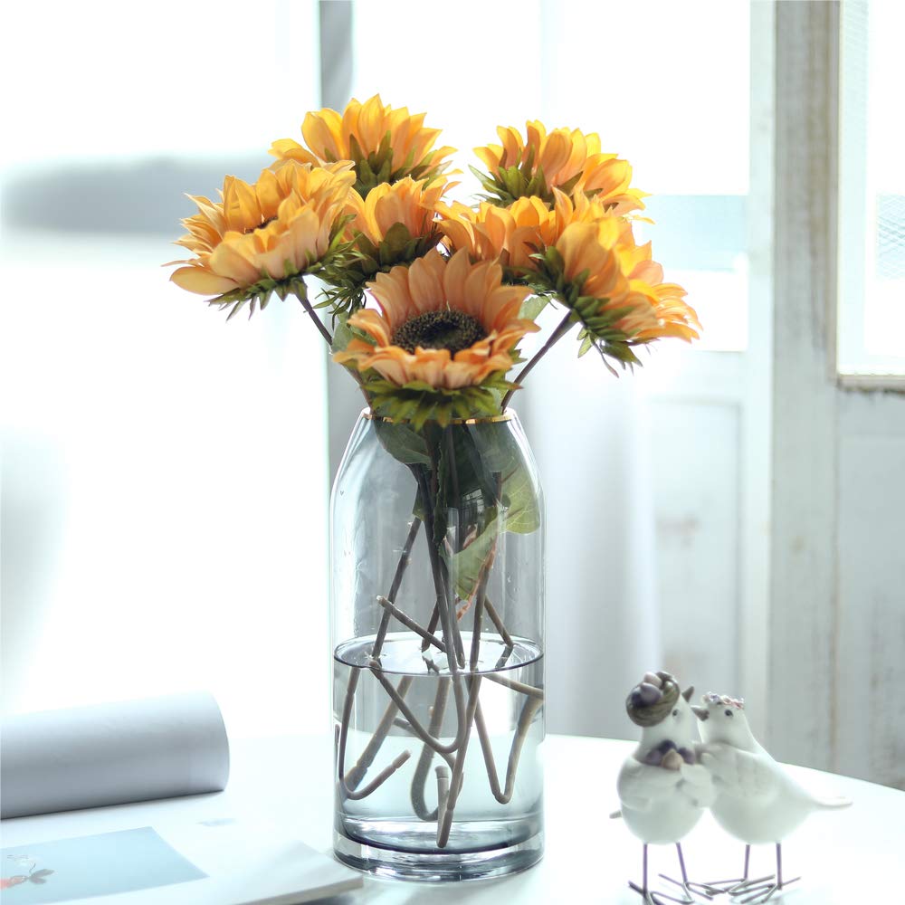 TURNMEON 28Pcs Sunflowers Artificial Flowers For Outdoors Spring Decor, 4 Pack Fake Flowers Silk Faux Sunflower Bouquet Arrangement For Vase Wedding Table Home Grave Cemetery Flowers Summer Decor - View #7