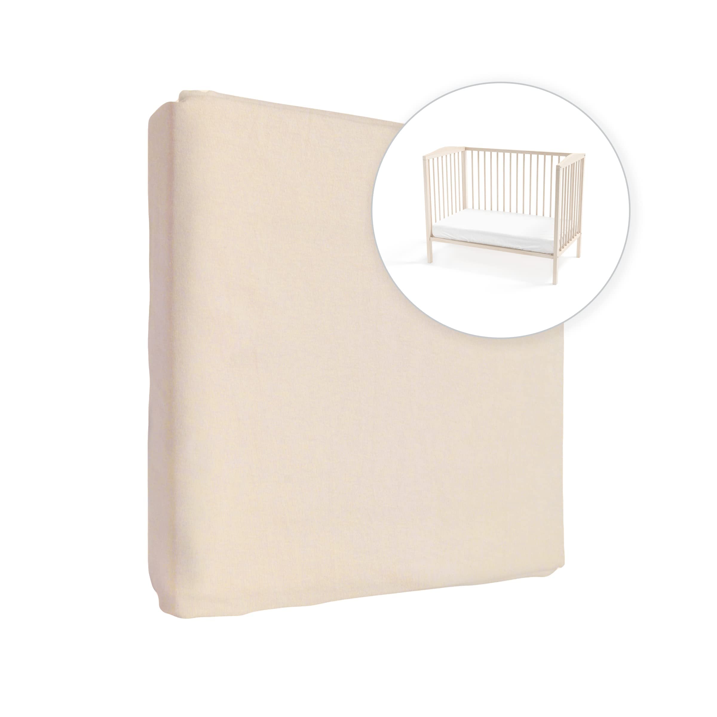 Jersey 100% Cotton Fitted Sheet for 90 x 55 cm Baby Bedside Crib Mattress (Cream) — view 23