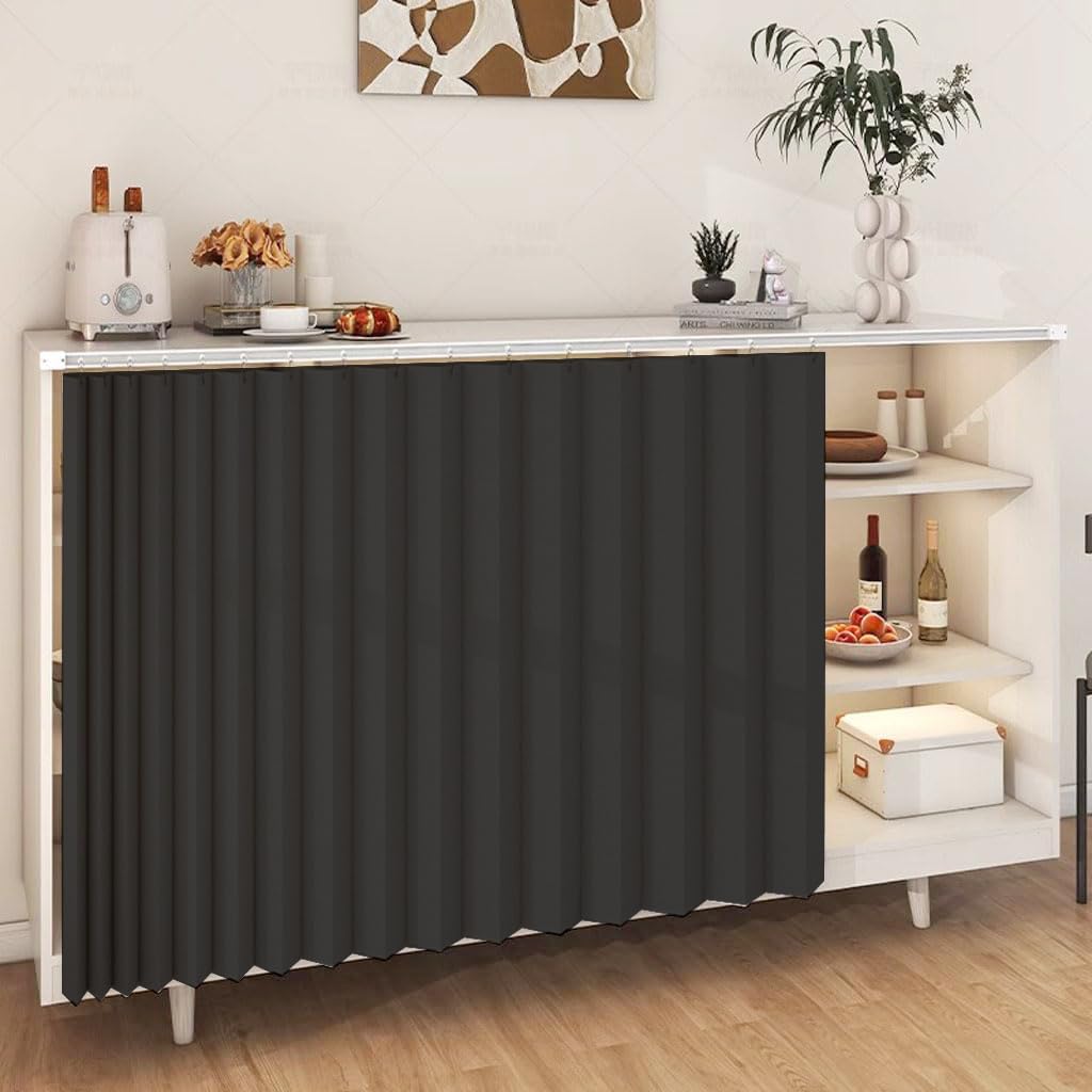 DSSHENGDS Customized multi-functional slide curtain, suitable for doorless cabinets, washing machines and wardrobes-Black- W200cmxH200cm — image 1