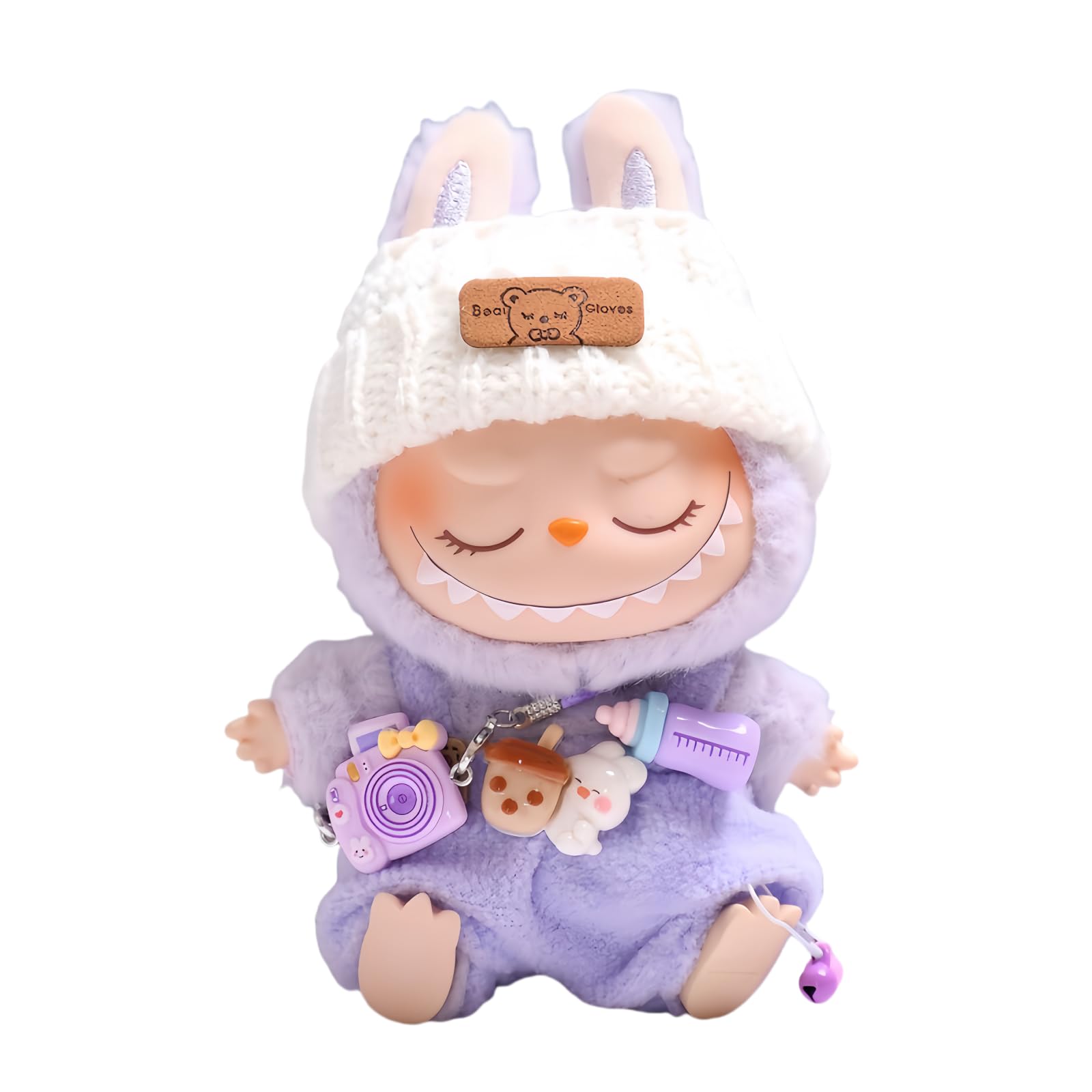 Clothes for Dolls Accessories, Kawaii Outfit BB Pants Set 3 Pieces Suitable for 15cm 17cm Doll, Stylish Doll Clothing Set Replacement Purple (No Doll)