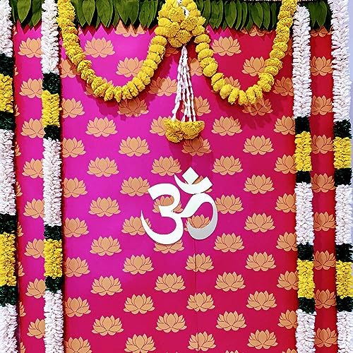 Image of Desi Favors Hot Pink Lotus Paper Backdrop Sheets - Indian Backdrop Decorations for Wedding Background Wall Banner Set - 72x84 Inch