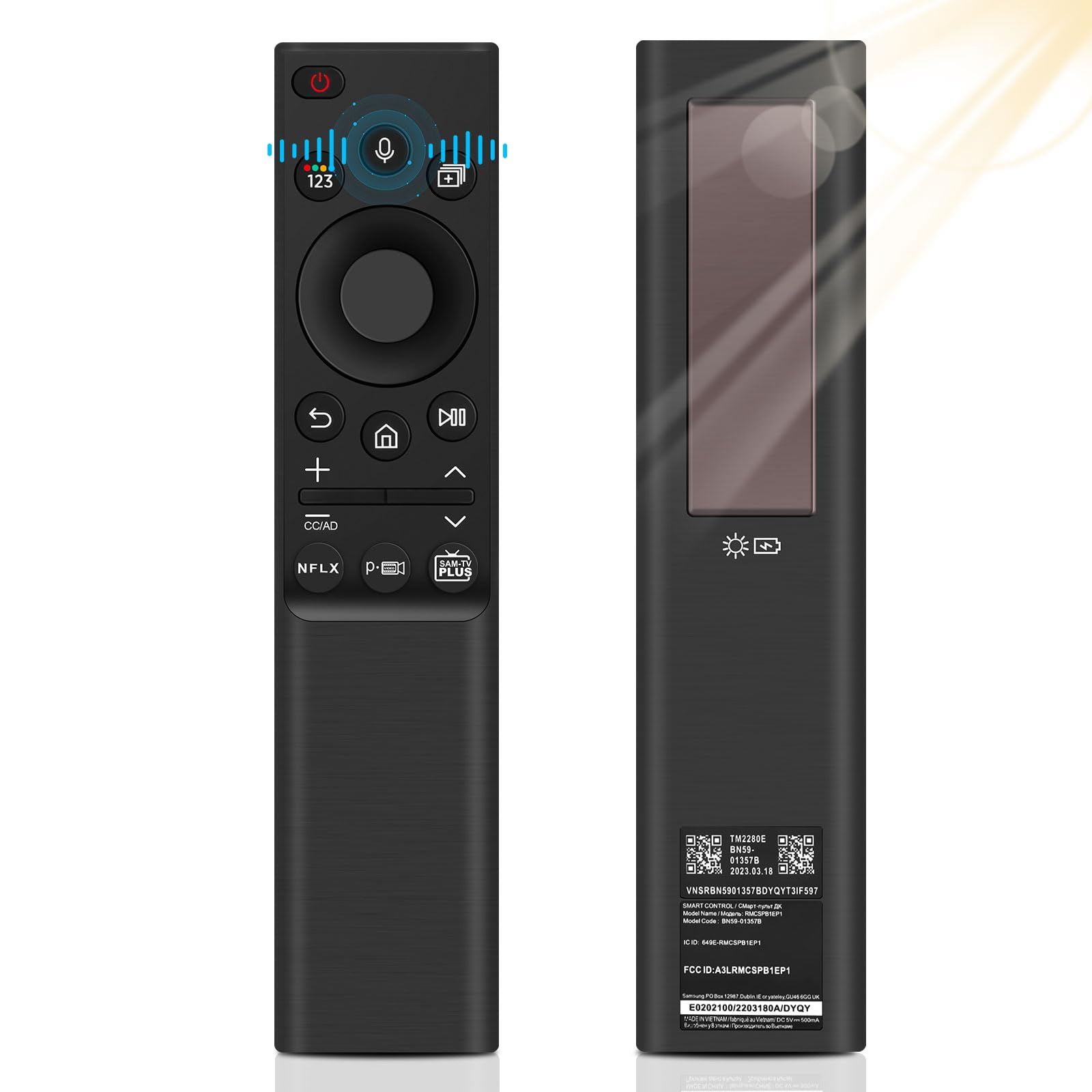 Pixelure Telecomando di ricambio per Samsung, BN59-01357B Solar Charging Telecomando vocale per Sam-Sung Smart TV, telecomando solare di ricambio compatibile con Samsung 2021-2023 Smart TV 4K HD TV
