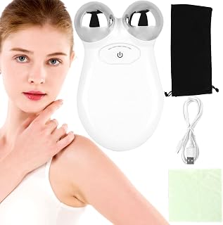 Micro Current Beauty Device，Facial Massager, Reduce Fine Lines ABS Plastic White Metal Improve Beauty Device for Face Puffiness..…