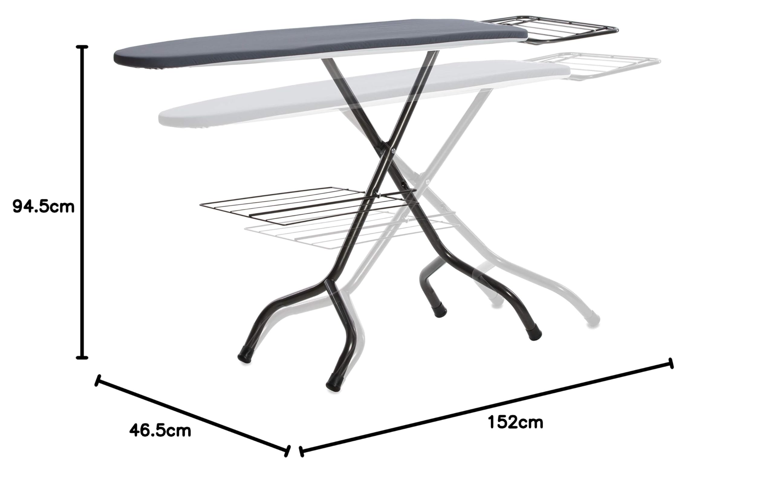 Lelit PA113 Bügeltisch mit Support für die Bügelstation – Halterung für die Kleidung, Bemaltes Metall, 120x37cm