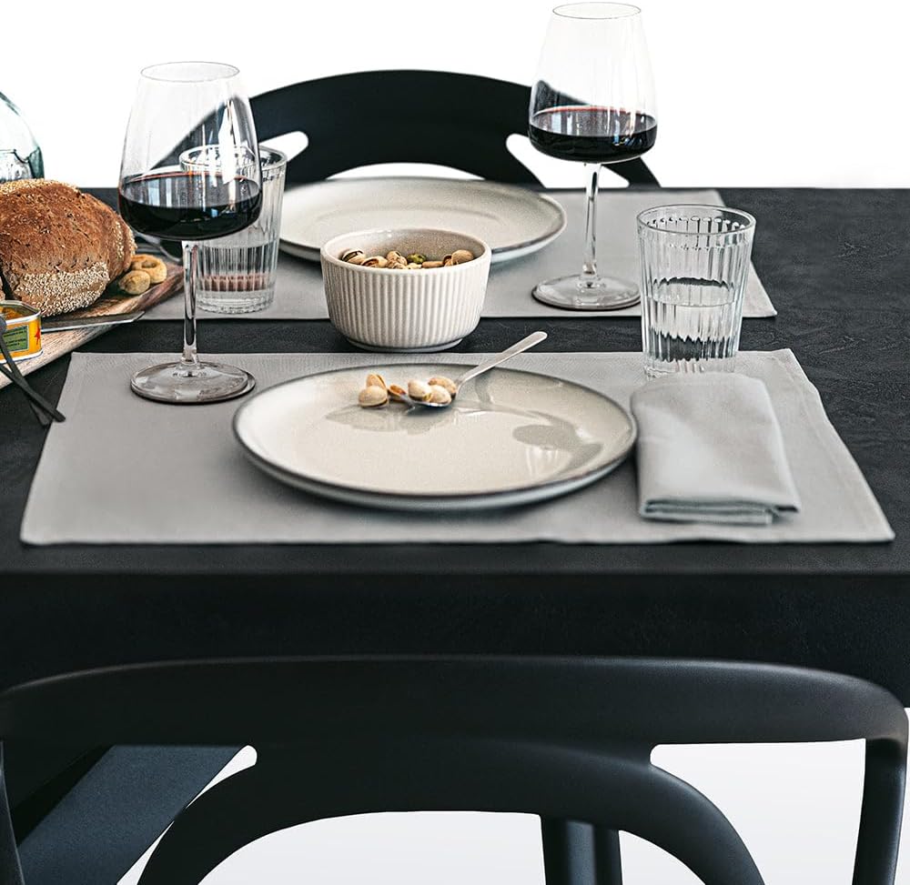 Mobili Fiver, Gioele Cotton placemats 13.77 x 19.68 in, Pack of 2, Light Grey, Made in Italy