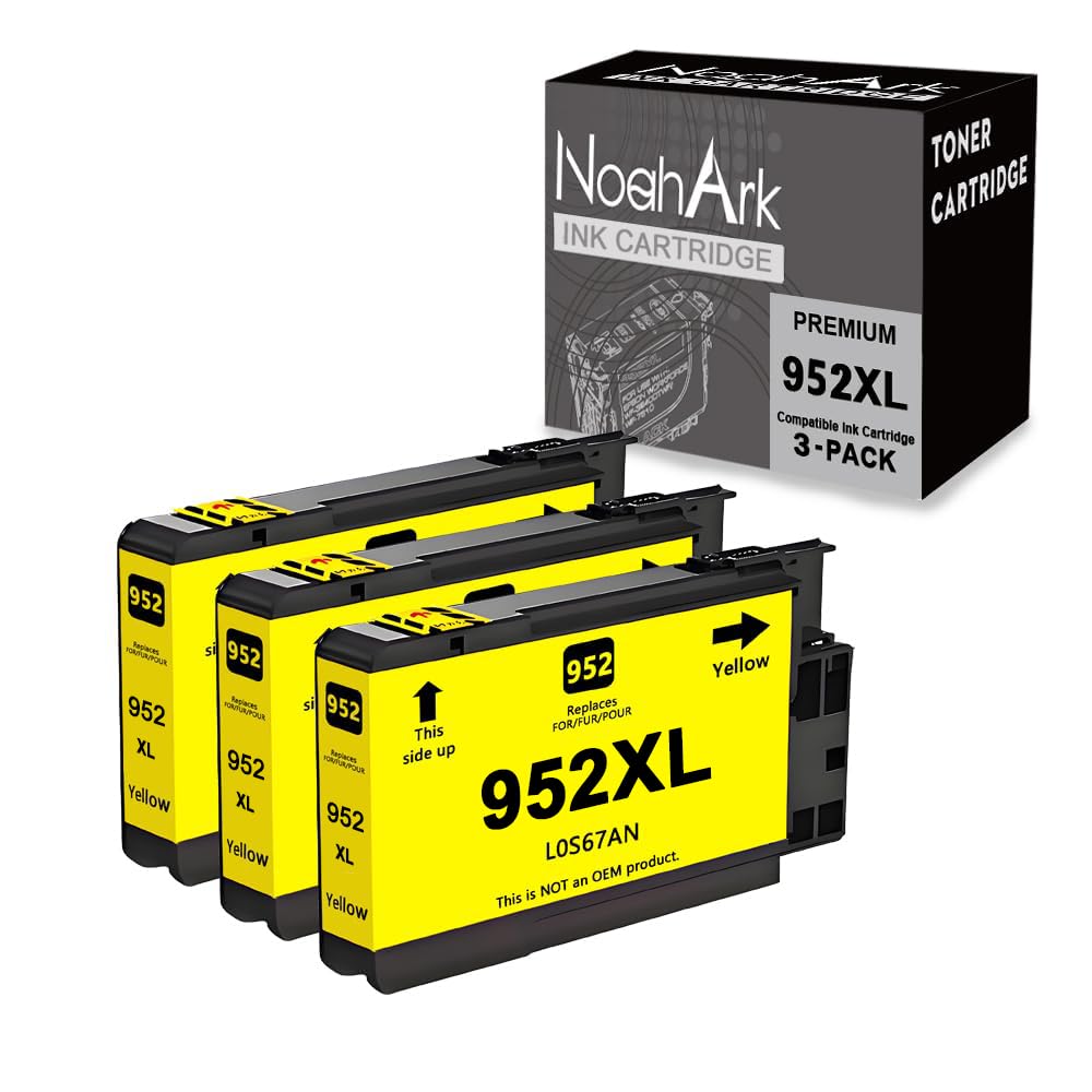 NoahArk 3 Packs 952XL Compatible Ink Cartridge Replacement for 952 952XL High-Capacity use for Officejet Pro 7740 8210 8710 8720 8740 8715 7720 8725 8730 8735 8745 Printer (3 Yellow)