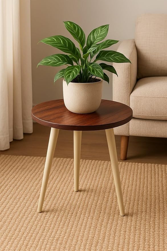Image of ETIQUETTE ART Modern Fluted Nightstand with Drawer and Open Storage Shelf, Bedside Table with Round Edge, Boho Night Stand with Solid Wood Legs & Knob Handle End Table for Bedroom (new Brown)