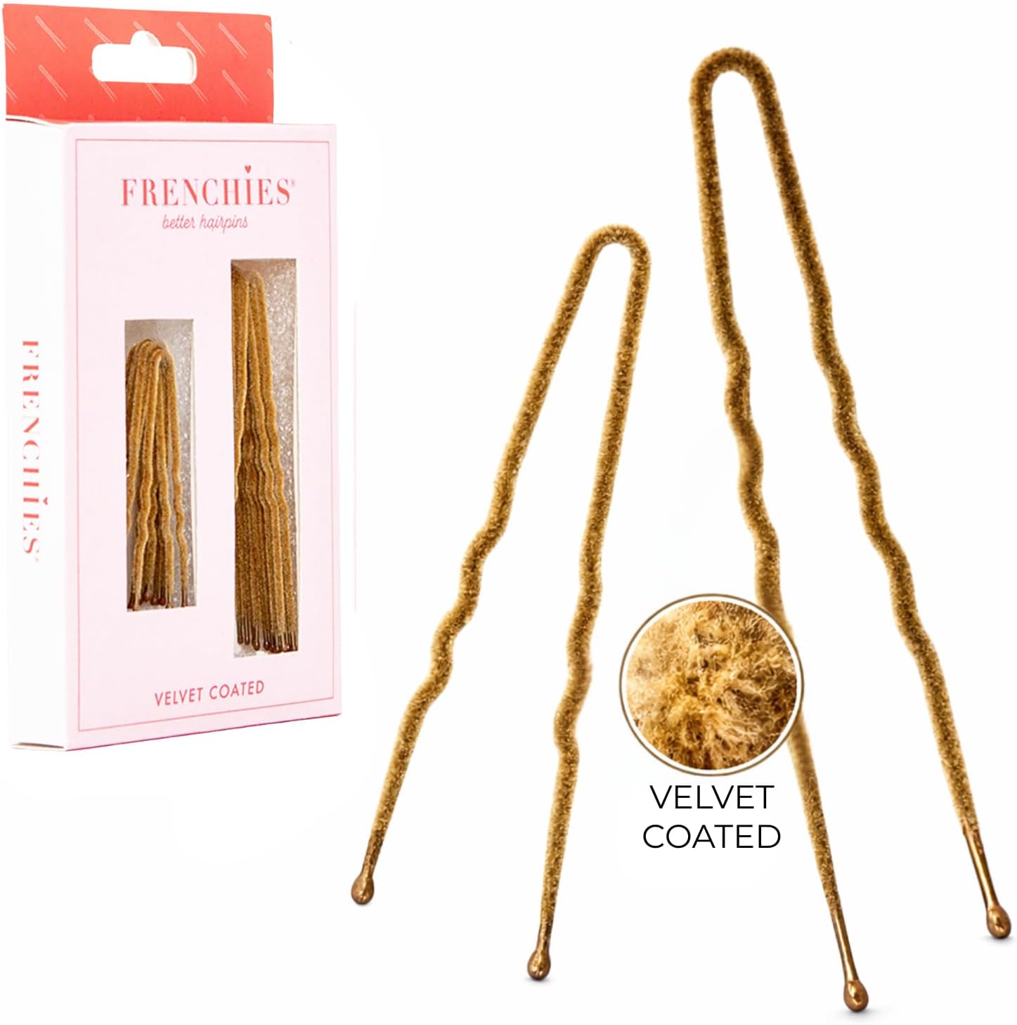 Frenchies Velvet Coated French Hair Pin, Non Slip Bobby Pins for Women, Premium French Hair Pins for Buns, Updos, Weddings, Extensions and Wigs, 20 Count, Blond