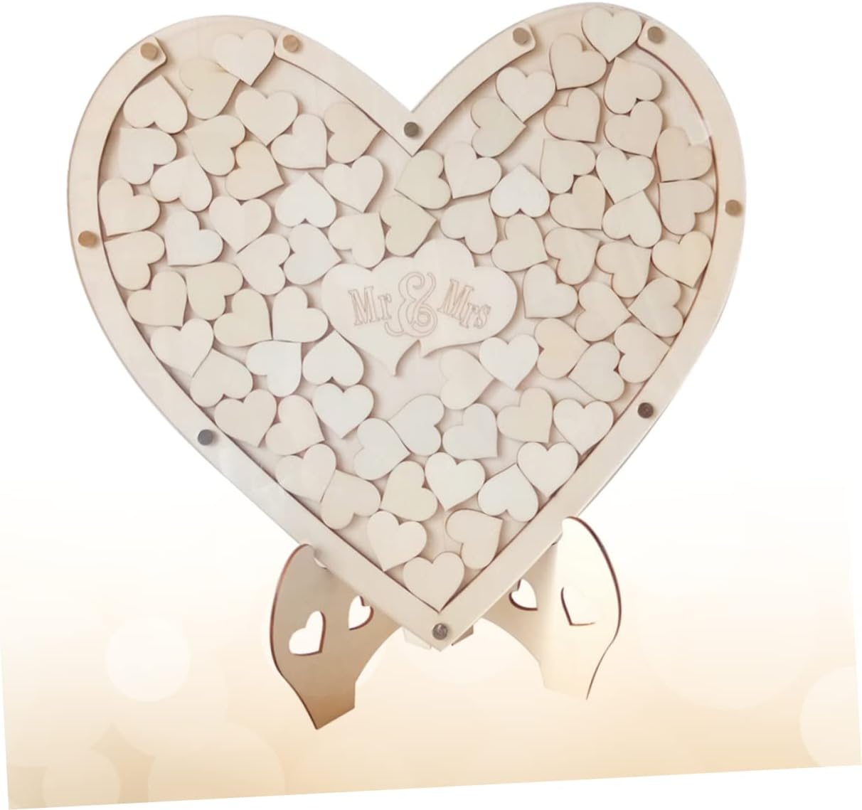 Wedding Guest Book Sign-in Desk 75pcs Heart Shape Wood Chips DIY Wedding Decor for Anniversary