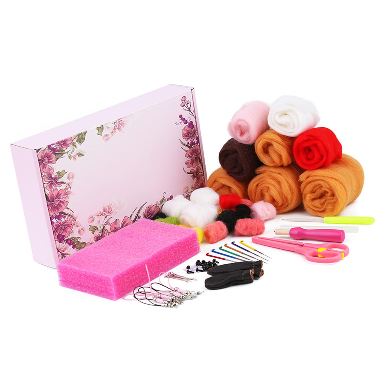 Jazuaiao Needle Felting Kits Animal Needle Felting Starter Tool Kits Felt Set Wool Roving Set Craft Supplies Lovely Animal Starter Wool Roving