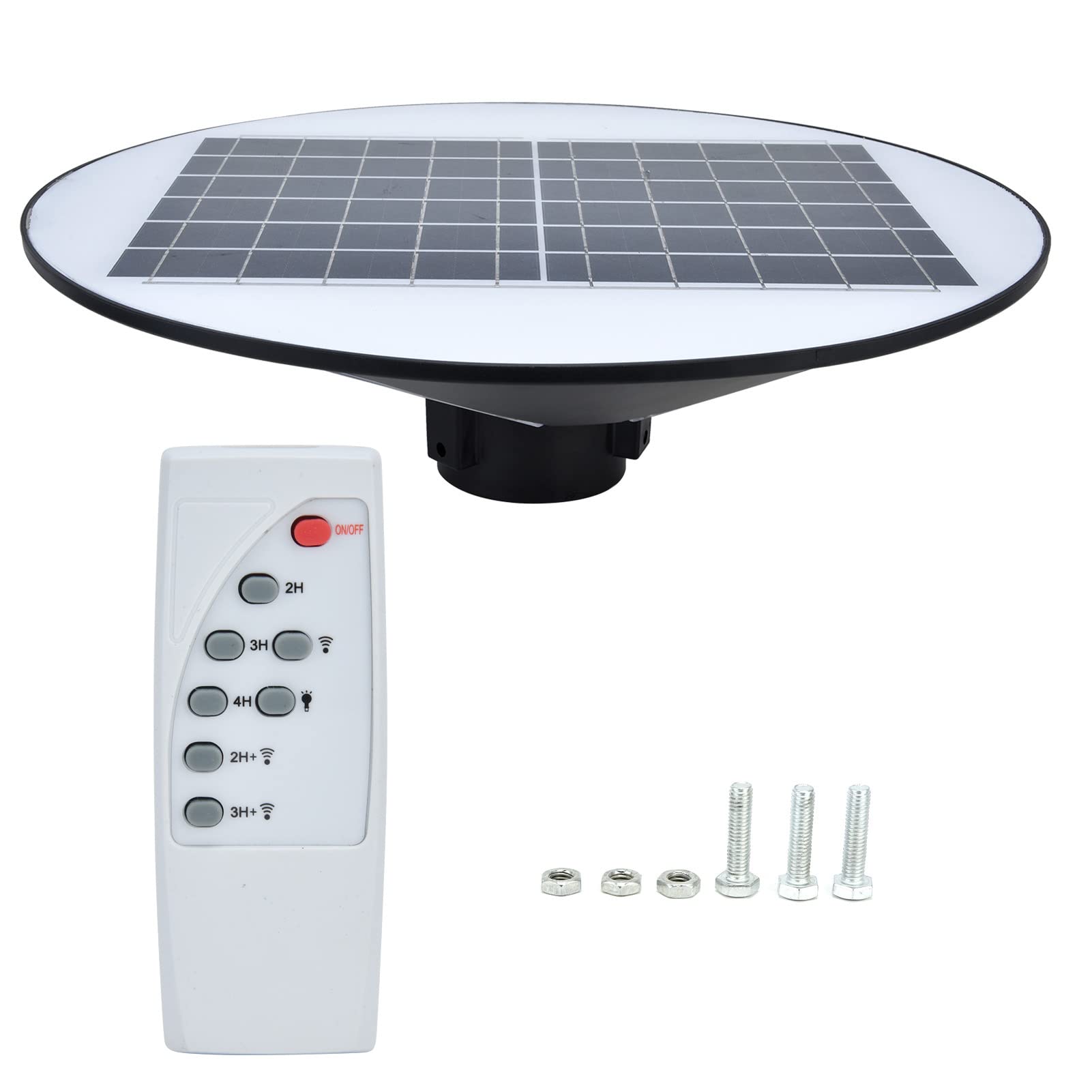 Solarna Lampa Uliczna 150 W, 3 Głowice LED Okrągła Słoneczna Lampa Ogrodowa, Białe światło, Wodoodporna Lampa Uliczna IP66 na Tarasy Zewnętrzne Bramy Podwórka Wesela