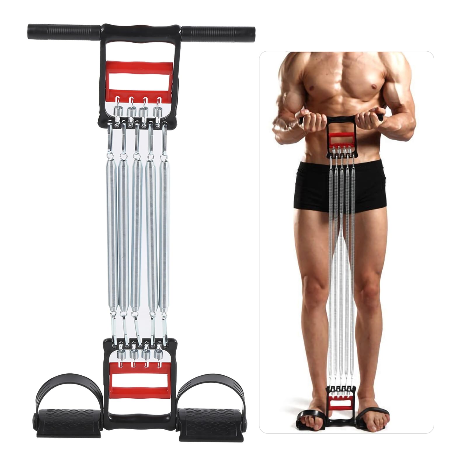 3 in 1 Chest Clip Muscle Pedal Spring Chest Expander , Pedal Puller Three Purpose Fitness Equipment Removable,Strength Trainer Gym Home Fitness Equipment