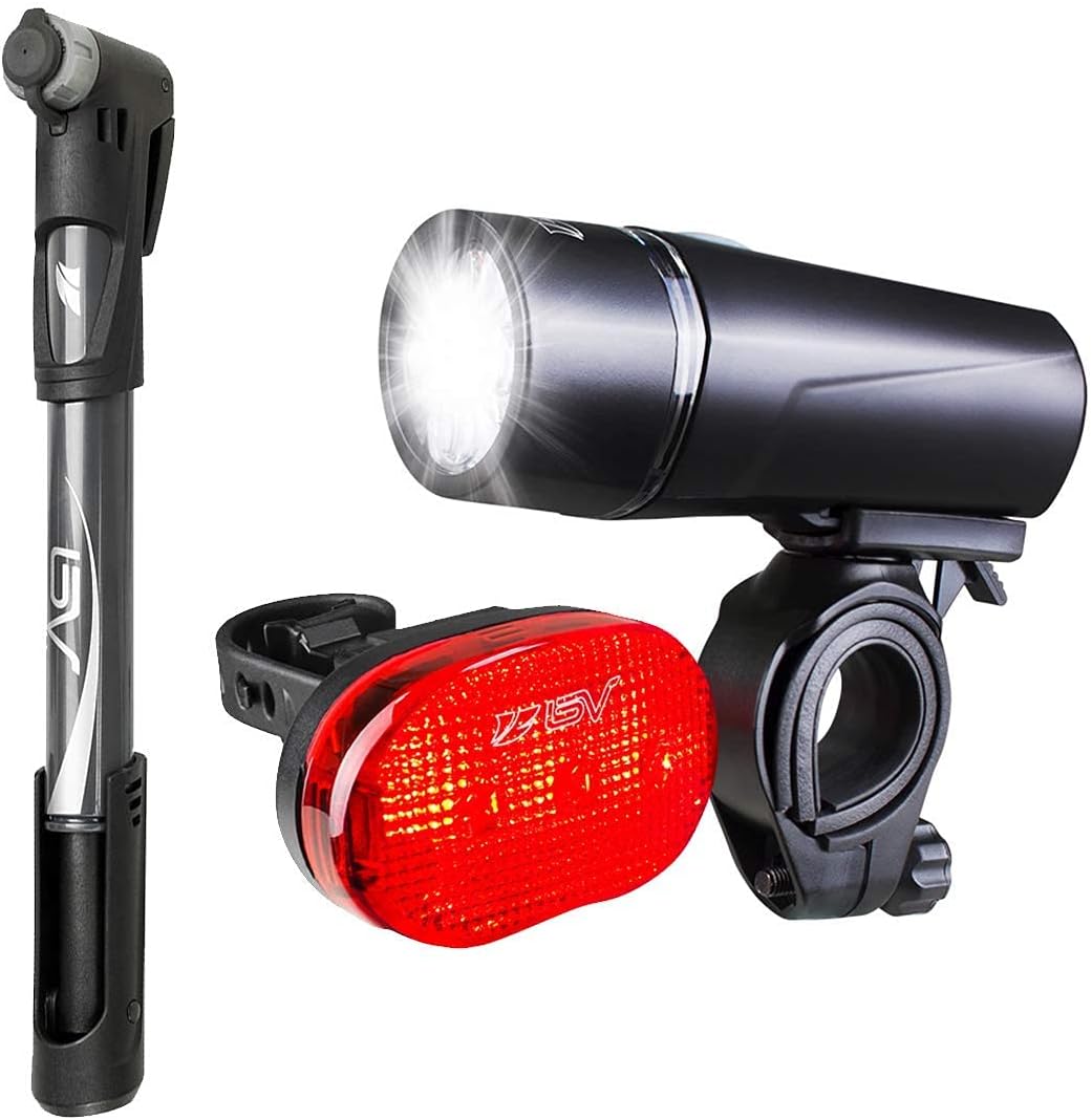 Bike Headlight and Taillight Set and BV Bike Mini Pump