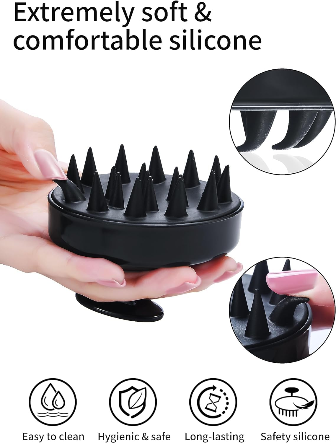 KBS Hair Scalp Massager Shampoo Brush with Soft Silicone Bristles Comb Scrubber for Anti Dandruff Removal Head Massager Prevents Hair Loss for Men, Women (Black) KBS Hair Scalp Massager Shampoo Brush with Soft Silicone Bristles Comb Scrubber for Anti Dandruff Removal Head Massager Prevents Hair Loss for Men, Women (Black)