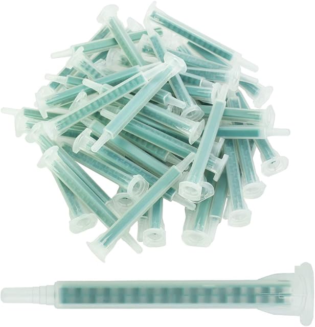 50 PCS FMA06-16 Epoxy Mixing Nozzle 16-Element Ab Glue Mixing Tube for Adhesive Gun Applicator Static Mixer Plastic Resin Mixing Tip (1.3ml, 3.3 Inch)
