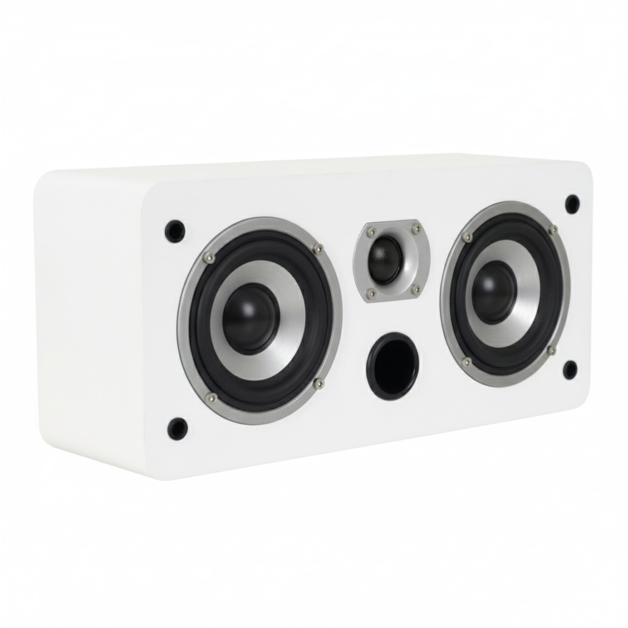 Dynavoice Magic CR-4 Weiß Matt – Center Lautsprecher Passiv 2-Wege, 2x4 Woofer + 1" Tweeter, Nur 11 cm Tief, Front Bassreflex, für Heimkino.