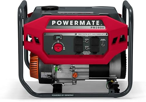 Miniatura 2 de Powermate PM3800 - Generador portátil de marco abierto a gas de 3,800 vatios, rendimiento ultra silencioso, ideal para el hogar, camping, RV y