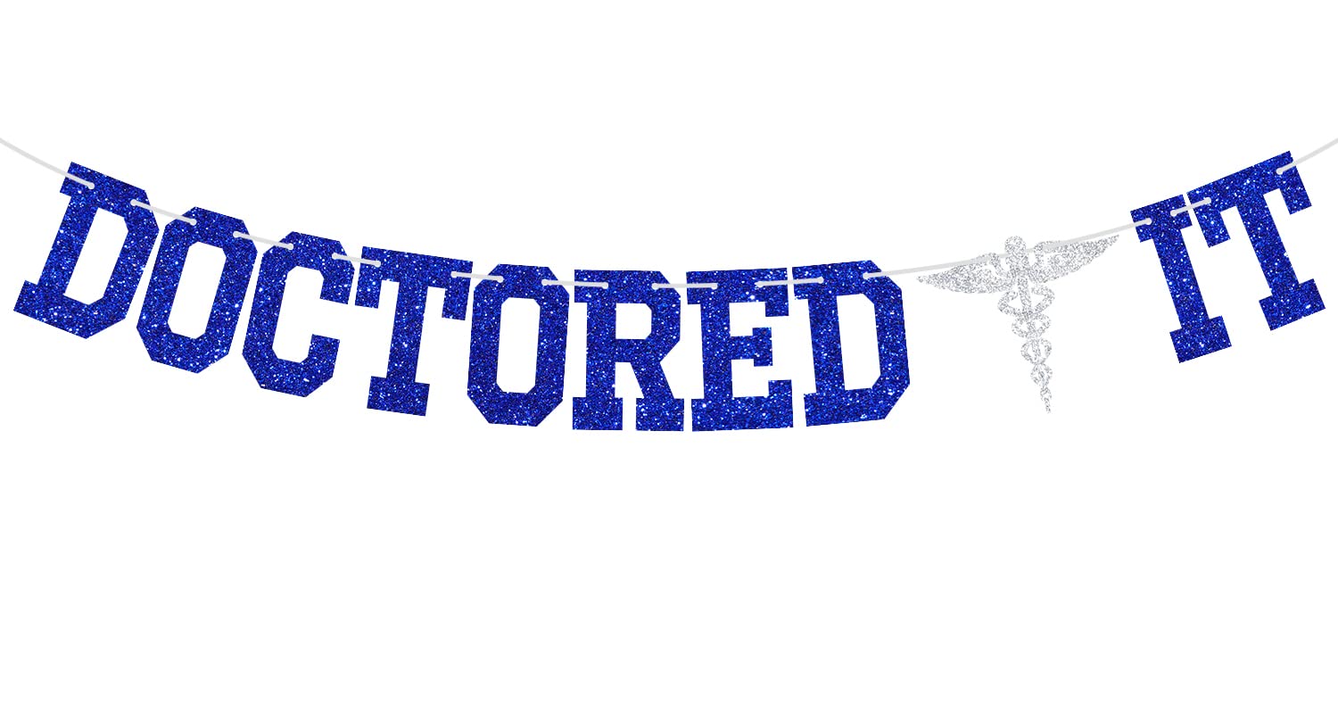 "Doctored It" Abschluss-Banner Für Medizinstudenten – Silber-blau, 1,46 M, Perfekt Für Die Doktor-Party