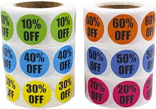 BLMHTWO 3000 Pieces Stickers for Retail - Percent Off to 60% Discount Sales Stickers - 6 Rolls of Round Self-Adhesive Retail Labels