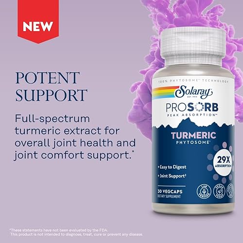 Miniatura 5 de SOLARAY ProSorb Suplemento de cúrcuma Phytosome 500 mg – Suplemento de curcumina de cúrcuma de alta absorción 29X para apoyo a la salud de las
