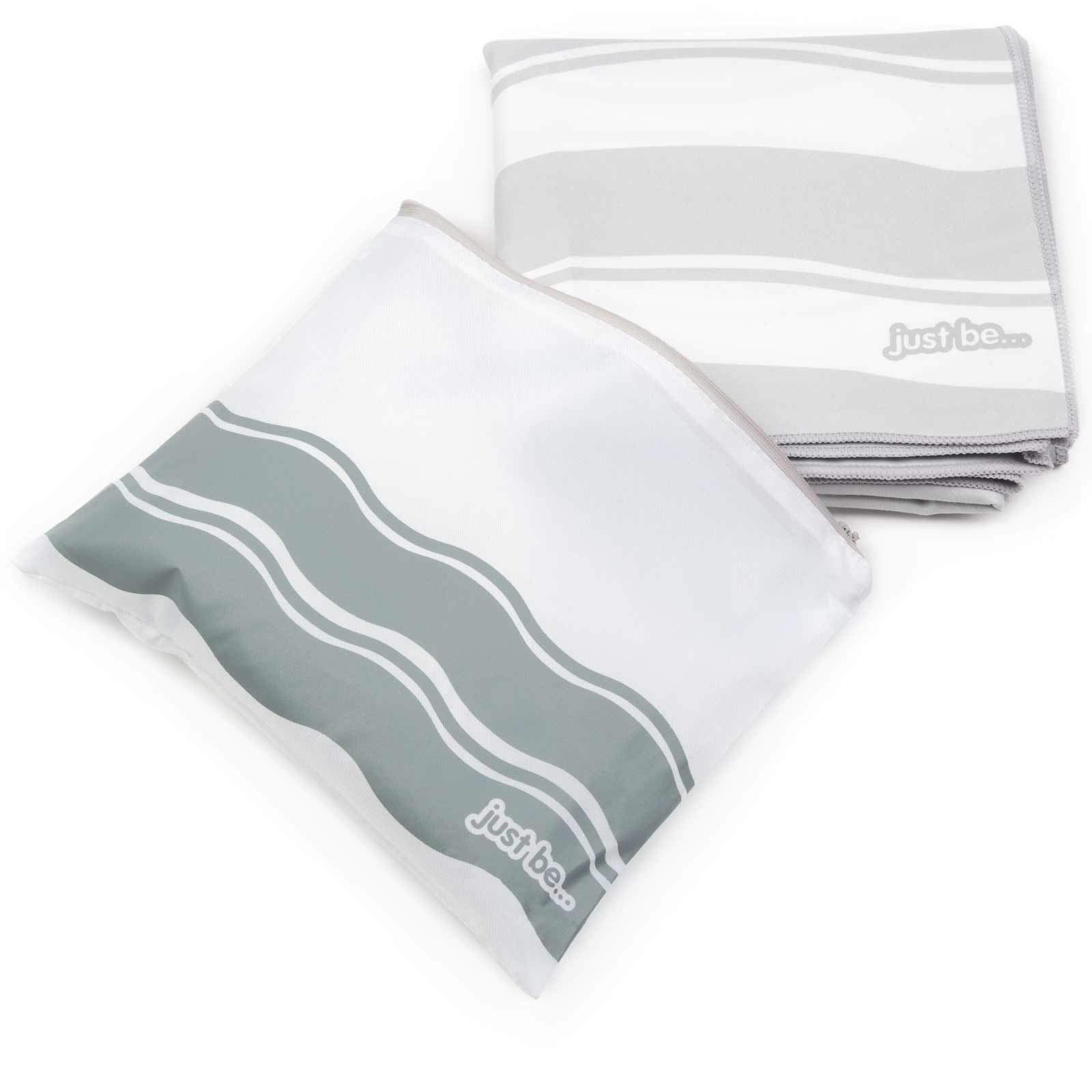 just be... Microfibre Beach Towel Gym Towel - Lightweight Compact Swimming Quick Dry Towel Anti-Sand - Beach Towels for Adults and Kids - Grey Large 160x80cm