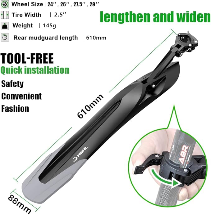Guardabarros Ajustable Universal RBRL para Bicicleta 24-29 Pulgadas miniatura 2