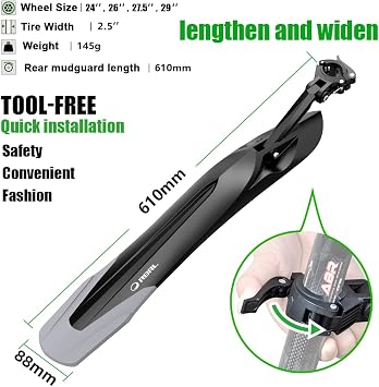 RBRL Bicycle Mudguard [24-29 Inches], Universal Quick Disassembly Bicycle Mudguard, Mountain Bike, MTB fender for Protection against Splash Water and Dirt