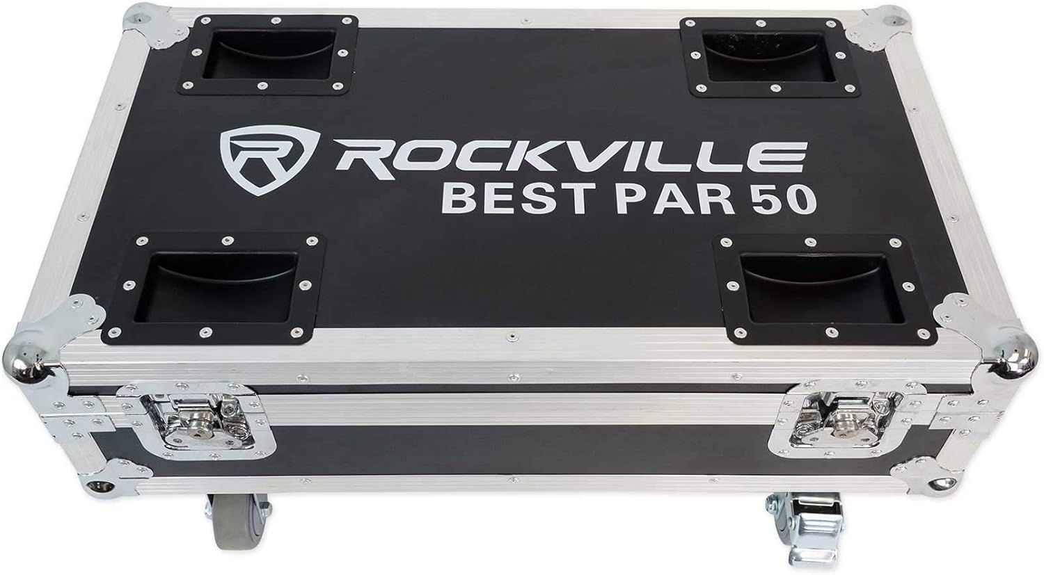 Rockville Best Pack 50 White (8) 24W Battery Wash Lights, Wireless DMX, RGBWA+UV, Charging Case, 8 Remotes, Long-Lasting Battery, for DJs and Event Lighting