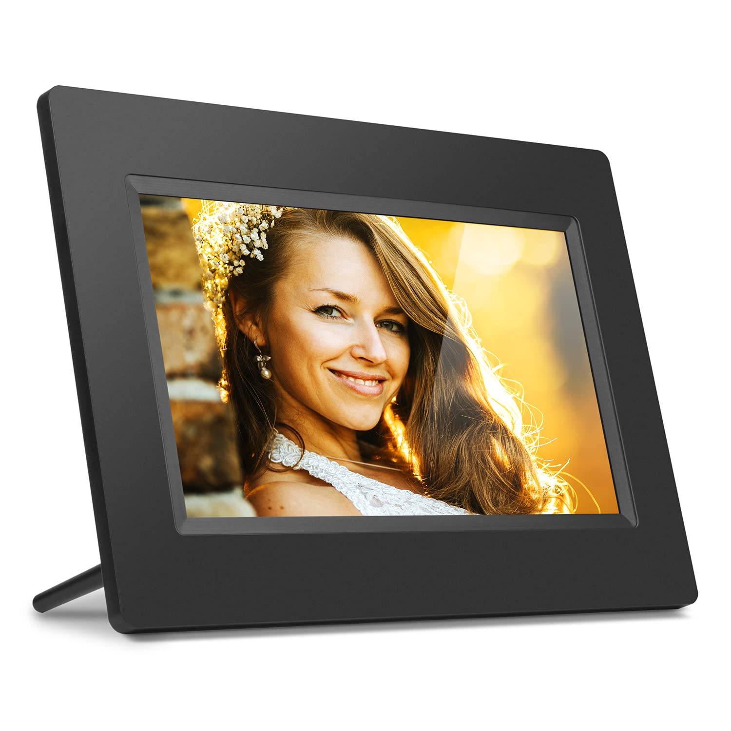 Aluratek7" WiFi Digital Photo Frame with Touchscreen IPS Display, 8GB Built-in Memory, Clock, Calendar, Alarm, Weather (AWDMPF107F)