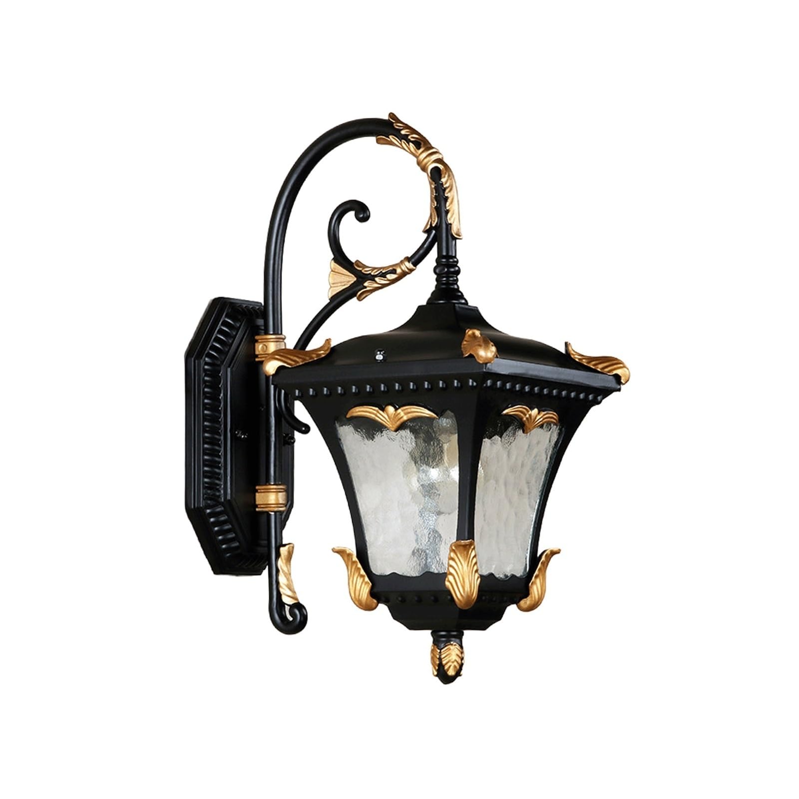 OZBMA Outdoor Wall Lantern, Vintage European Exterior Sconce with Glass Shade, Black Gold Die Cast Aluminum Lamp for Porch, Garden, Patio, Entryway, Villa, Facade Cottage