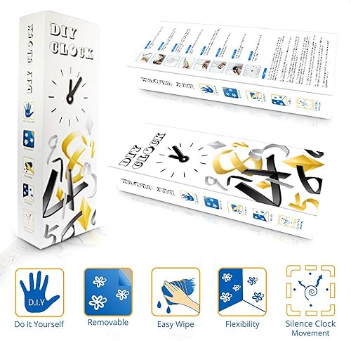 Miniatura 8 de DIY Barbería Reloj de pared gigante con efecto espejo Barbería Toolkits Decorativo sin marco Reloj Peluquero Peluquero Arte de pared (dorado)