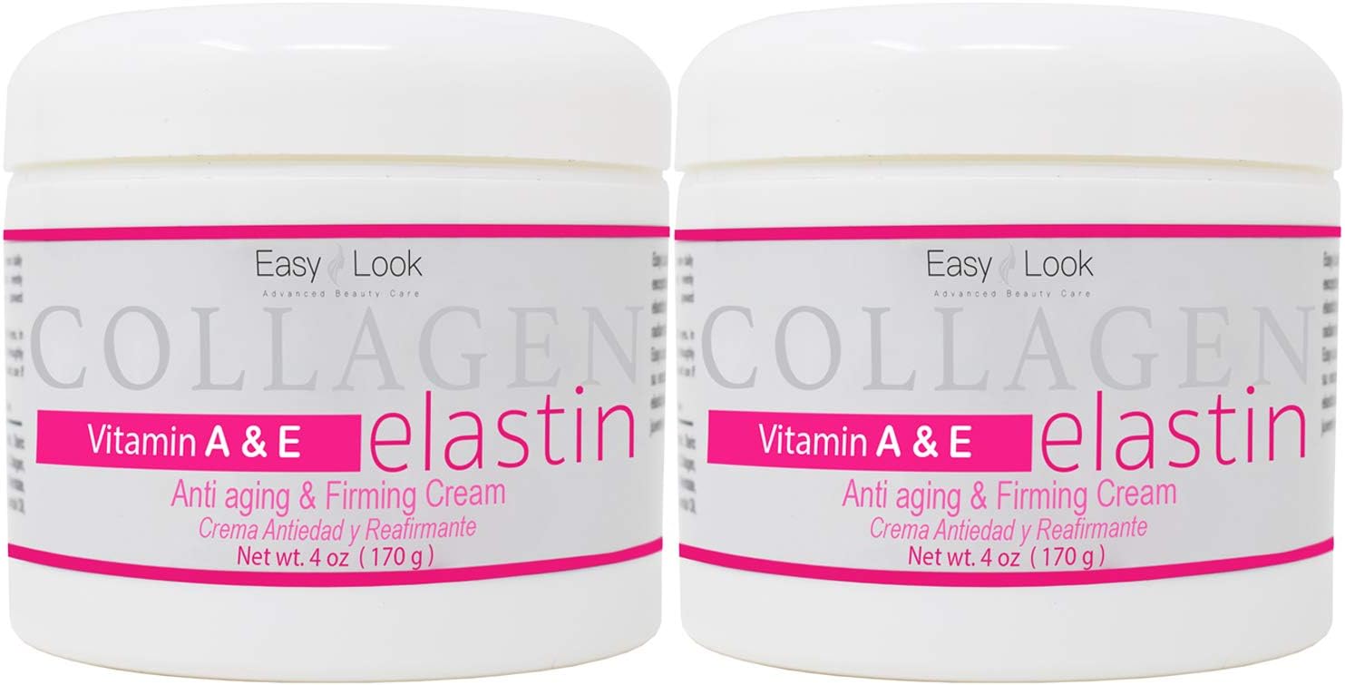 Collagen Elastin Cream Vitamins A & E Anti aging and Firming Cream 4oz 2 PACK