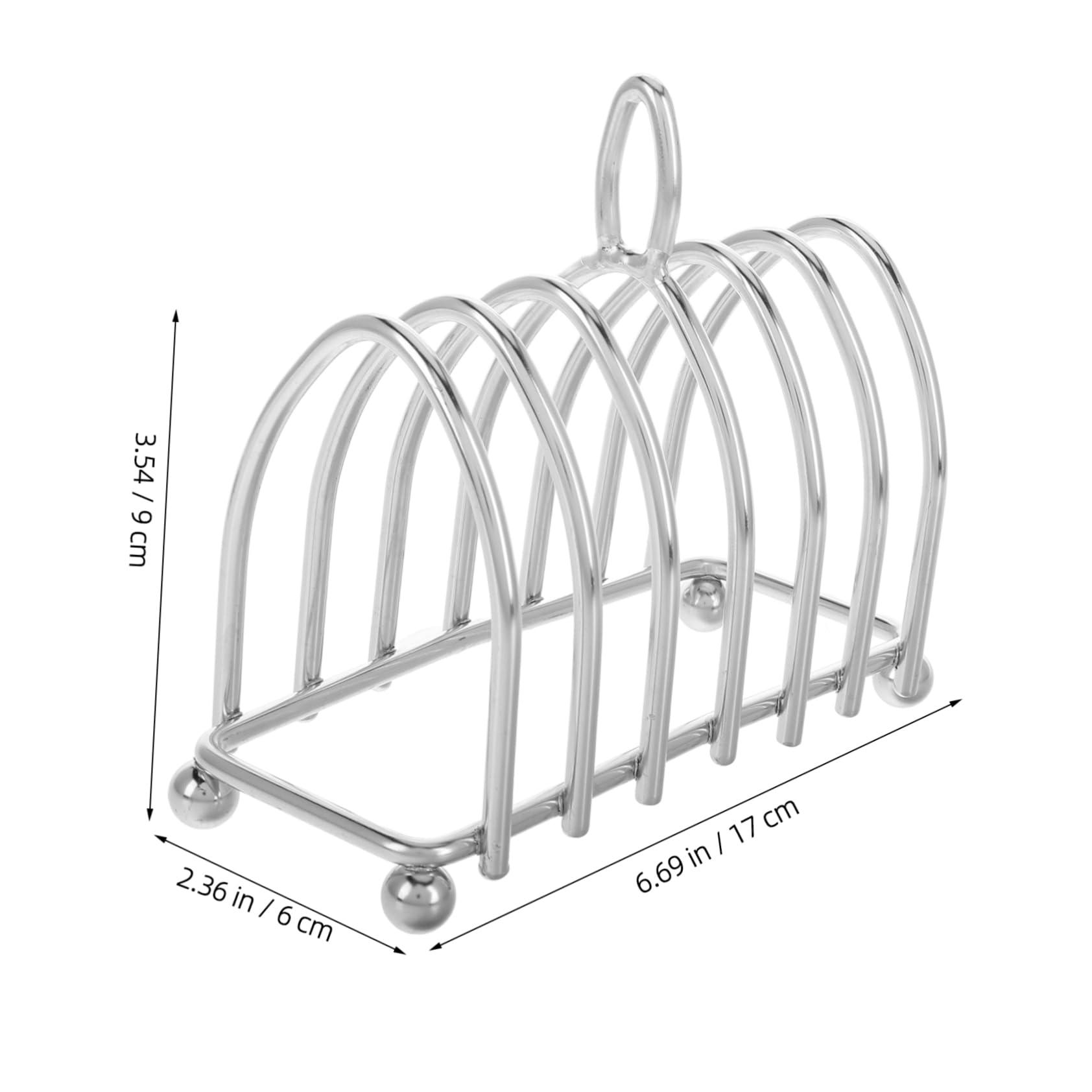 FUNOMOCYA 6 Slice Toast Rack Holder Bread Loaf Stand Carry Handle Stainless Steel Toast Display Stand for Air Fryer Buffet