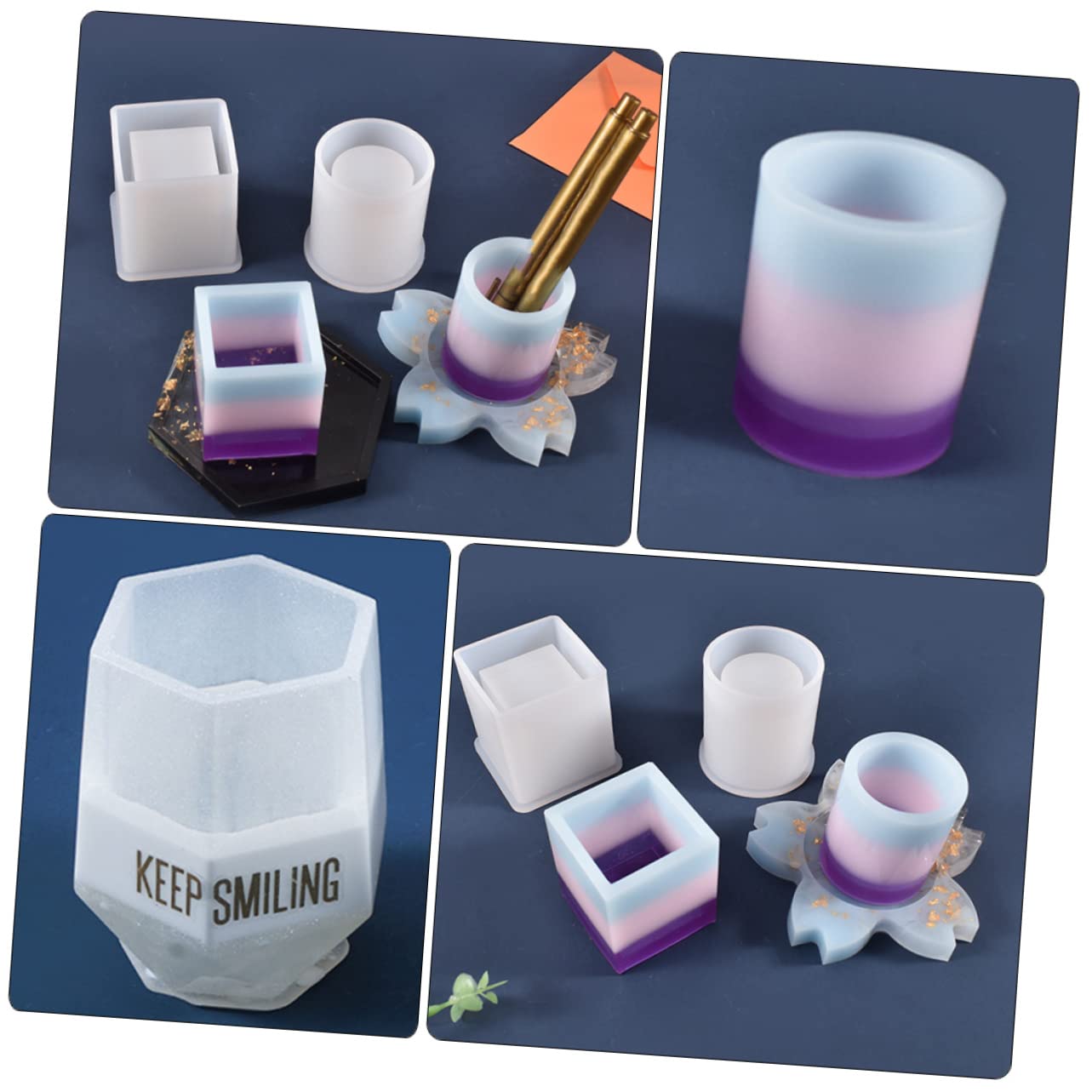 NUOBESTY 6pezzi Stampo Silicone Per Portapenne Creativi Mould Per Fai Te Compatto e Riutilizzabile Per Candele e Decorazioni Artigianali