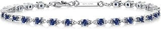 Gem Blue Sapphire Sterling Silver Tennis Bracelet
