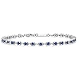 Blue Created Sapphire Tennis Bracelet for Women in 925 Sterling Silver | 1.76 Cttw | Round: 2.5MM | Gemstone September Birthstone | 7 Inch