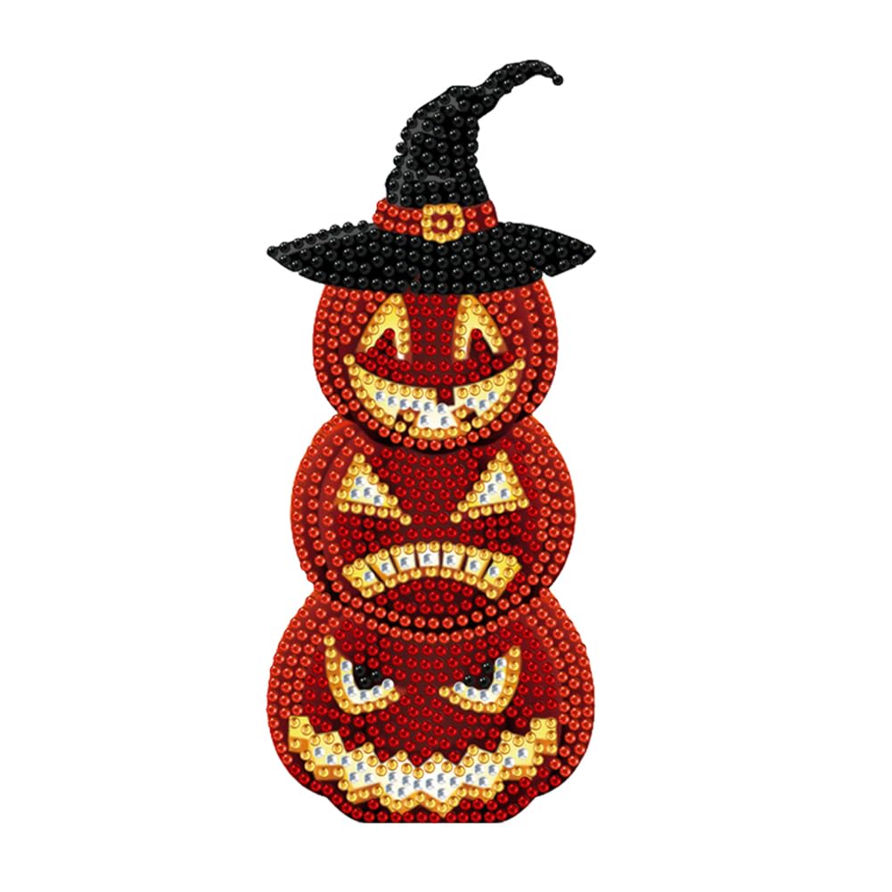 5D DIY Diamond Painting Halloween Set – Kürbis-Motiv Mit Wackelkopf, Inkl. Strass & Werkzeug
