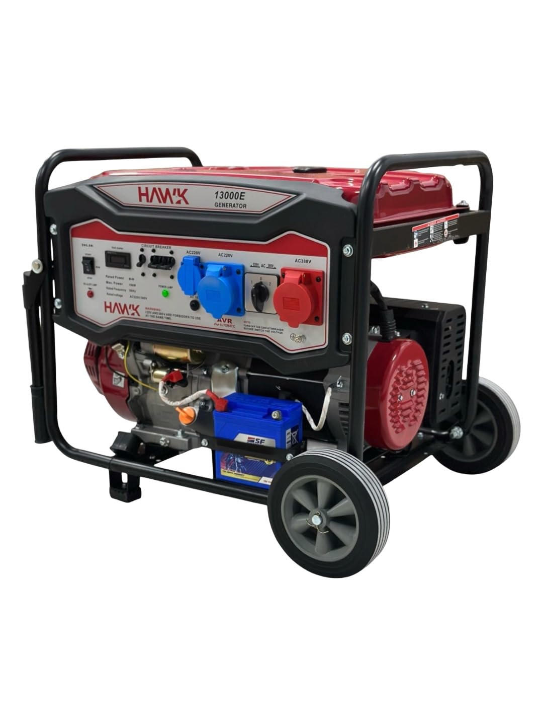 HAWK 13000E 10 kW Petrol Generator – Three‑Phase Portable Unit with Electric & Recoil Start, 520 cc Engine, 25 L Fuel Tank & AVR for Home & Commercial Backup-image-36