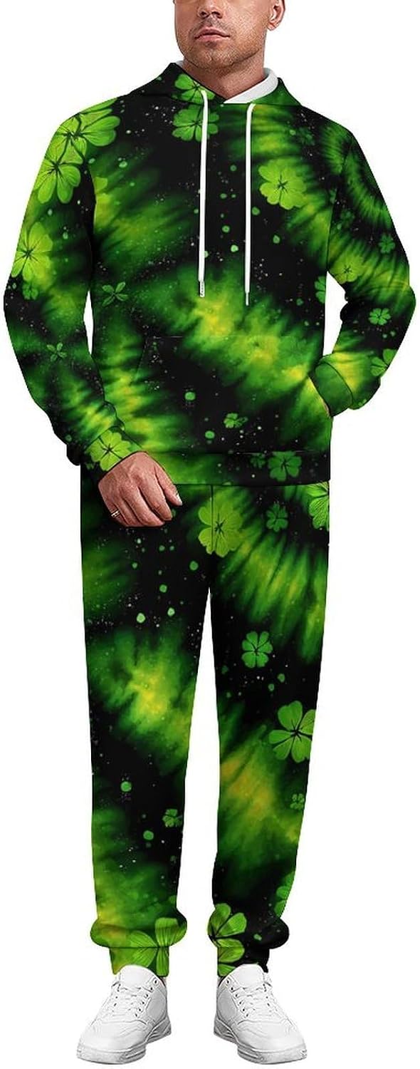 Tie Dye Clover Adult 2 Piece Tracksuits Hoodie Sweatshirt And Joggers Sweatpants Sweat Suit Outfits