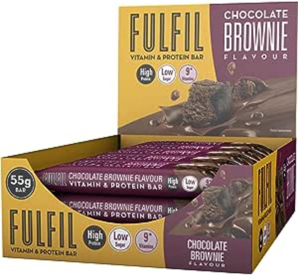 FULFIL Vitamin and Protein Bar (15 x 55g Bars) — Chocolate Brownie Flavour — 20g High Protein, 9 Vitamins, Low Sugar