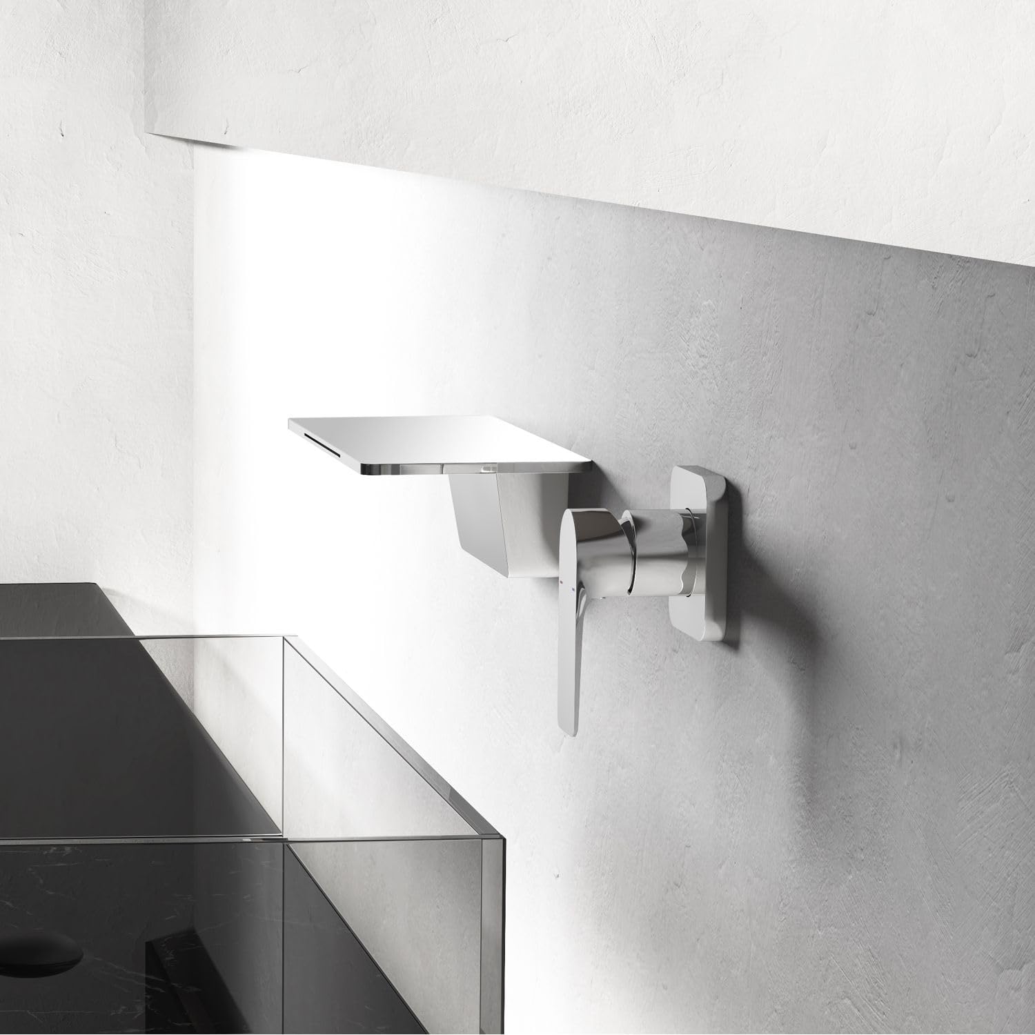 Robinet de lavabo cascade mural mitigeur moderne de salle de bain