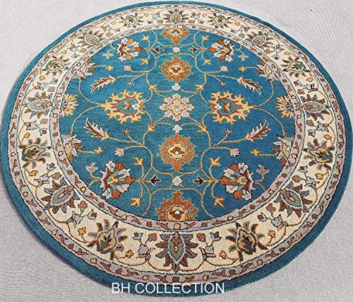 Image of Classical Look Handmade Round Carpet with Super Soft & Pure Woolen Carpet for Your BEDROOMS & Living Room with 1 INCH Pile Height 4 X 4 FEET (120x120 cm) Multi