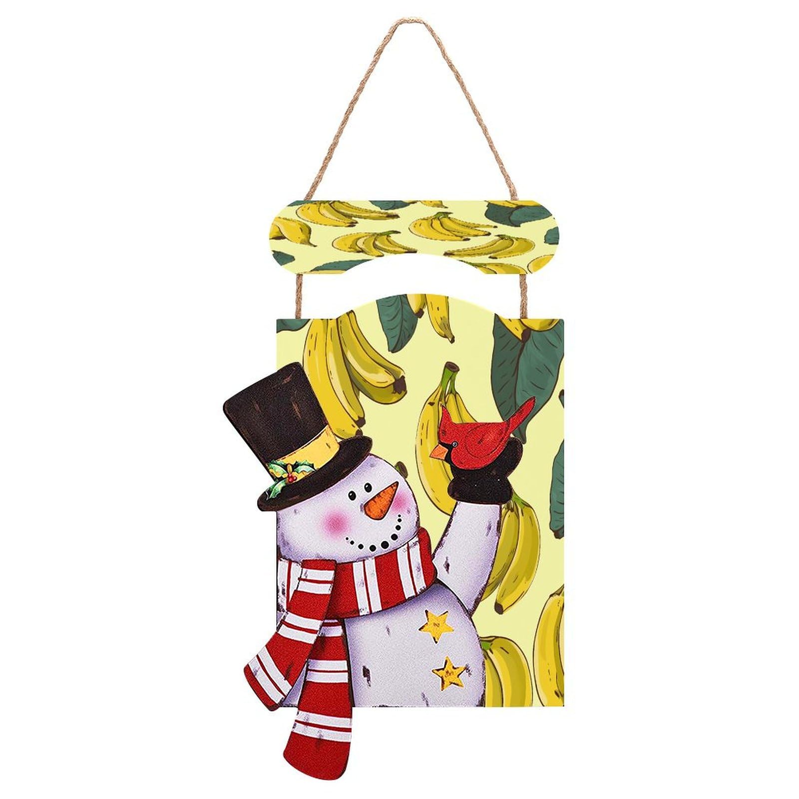 Panneau bonhomme de neige Noël en bois pour habiller votre porte d'entrée