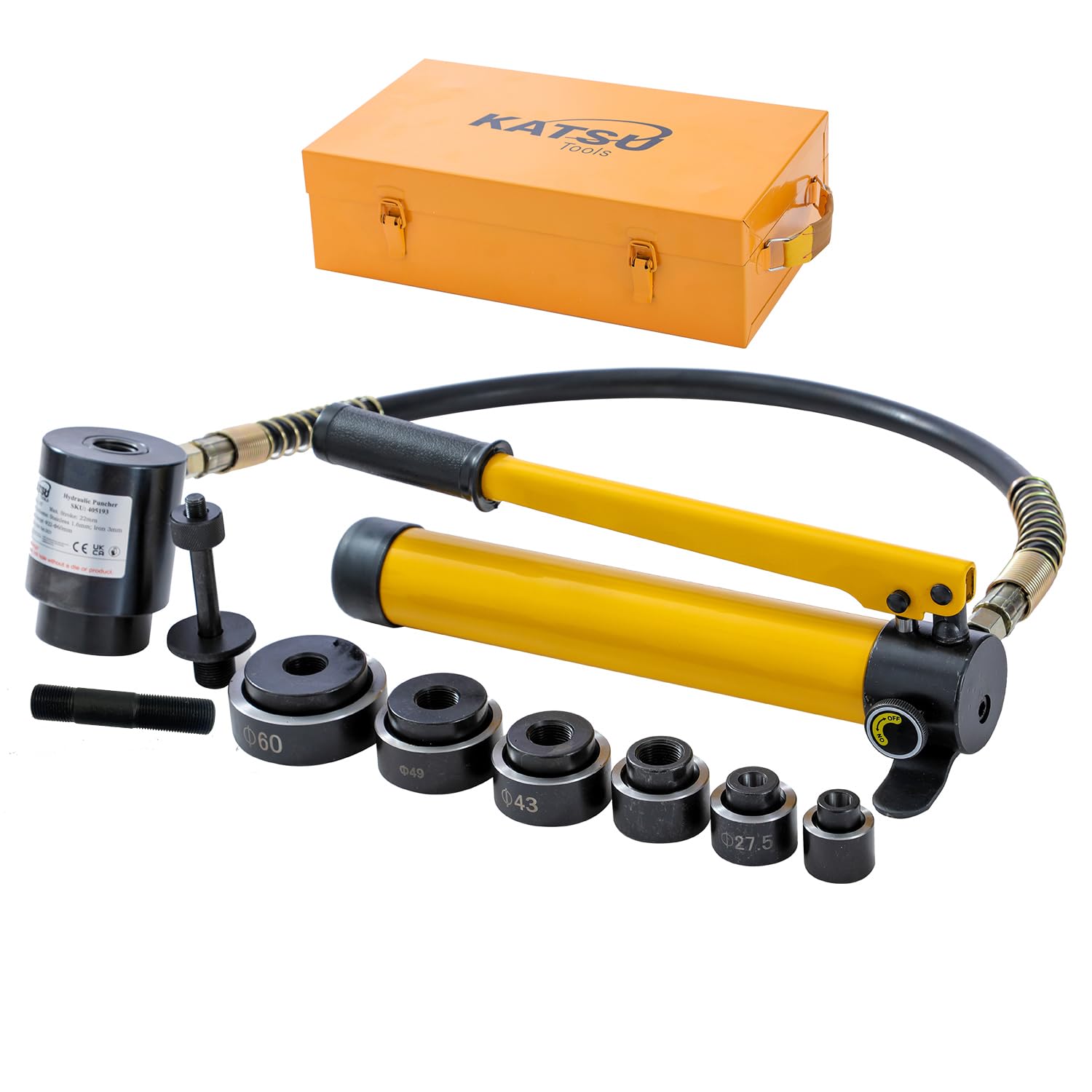 KATSU Hydraulic Knockout Punch 10 Ton 6 Dies 22-60mm