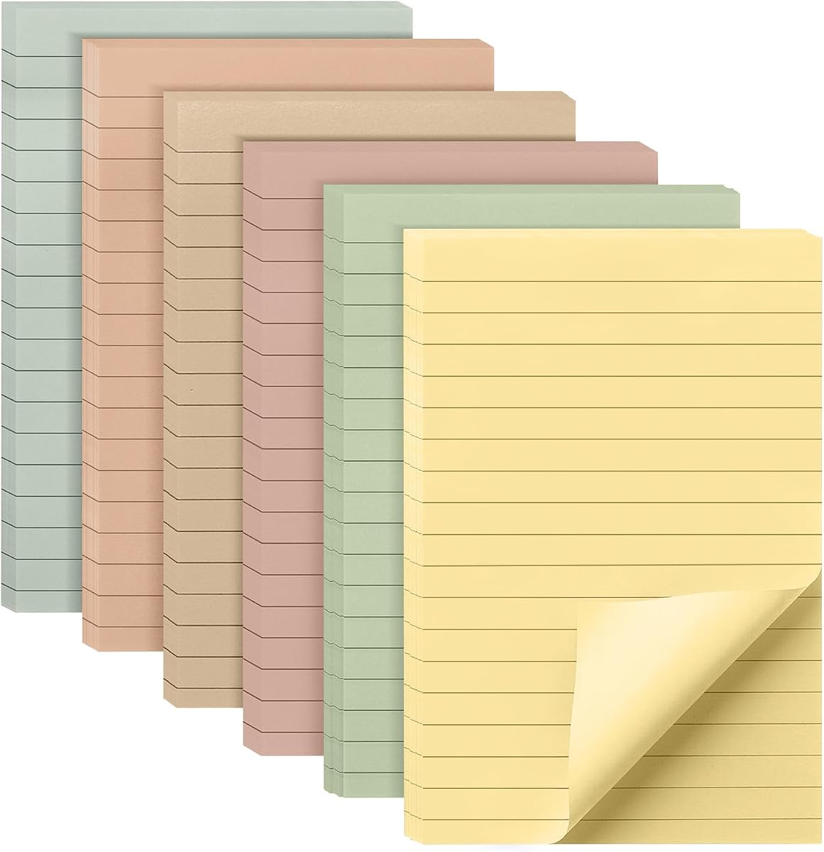 Mr. Pen - Notas adhesivas forradas, 4" x 6", 6 blocs, 45 hojas/bloc | Notas Adhesivas con Líneas, Postes Adhesivos Rayados, Blocs de Notas, Bloc de Notas Autoadhesivo para Oficina, Escuela, Hogar, Estudio