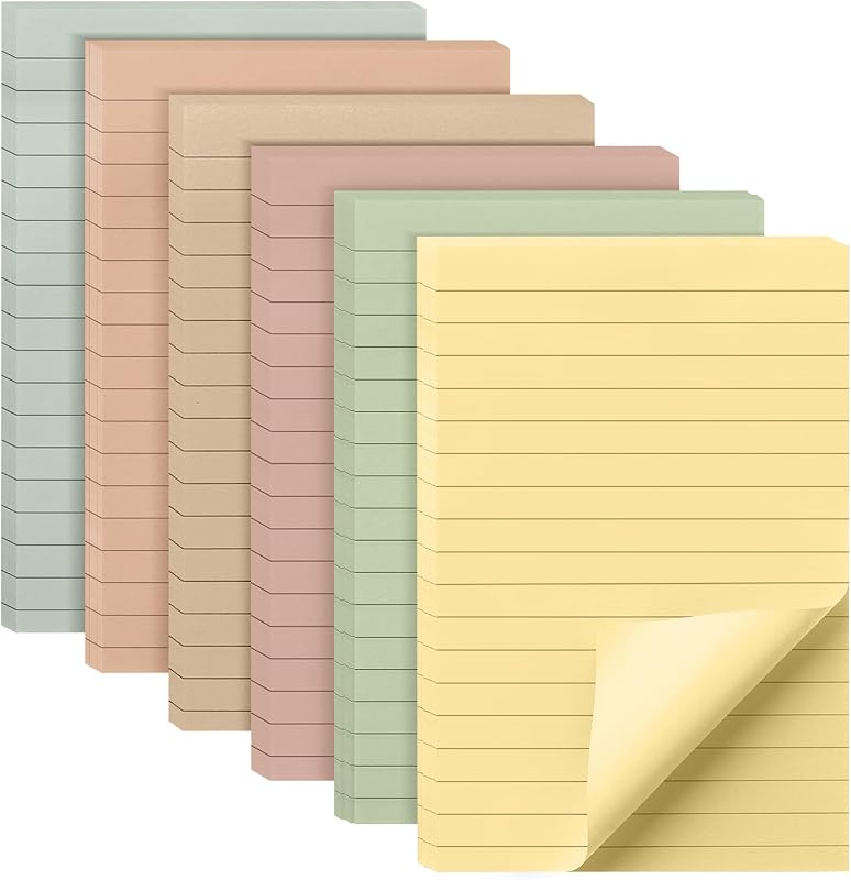 Mr. Pen - Notas adhesivas forradas, 4" x 6", 6 blocs, 45 hojas/bloc | Notas Adhesivas con Líneas, Postes Adhesivos Rayados, Blocs de Notas, Bloc de Notas Autoadhesivo para Oficina, Escuela, Hogar, Estudio