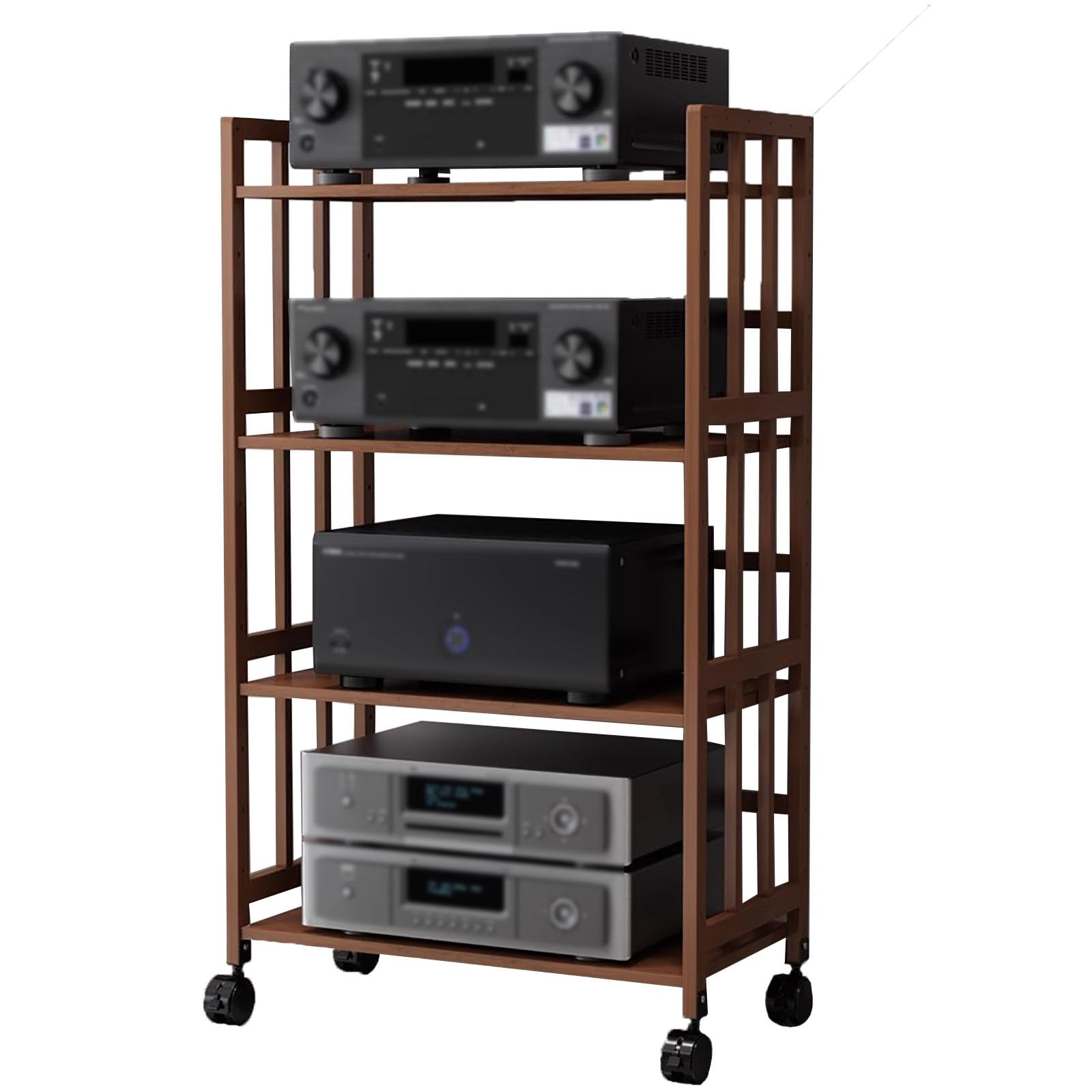 4 Tier Audio Video Rack Tower Media Speaker Stand, TV Stereo Cabinet Component Storage Unit, Gaming Console CD Record Player Amplifier Receiver Shelves For Home Theater Office Living Meeting Room(W-60