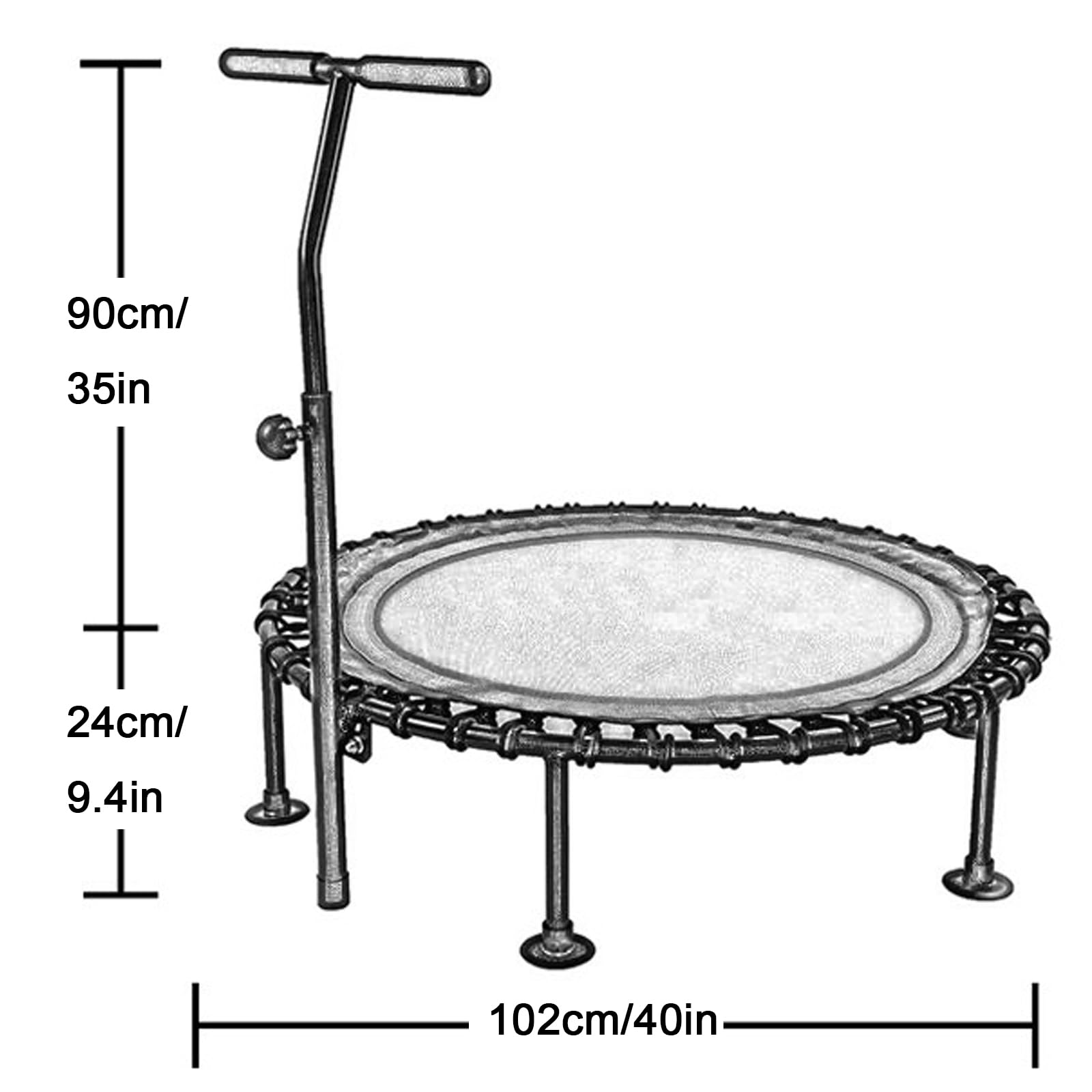 Mini Trampolina Z Regulowanym Uchwytem, Cicha Odbijaczka Z Linką Bungee, Udźwig 550 Funtów Dla Dorosłych Dzieci, Trampolina Do ćwiczeń Na świeżym Powietrzu Wewnątrz Pomieszczeń(Color:fioletowy)