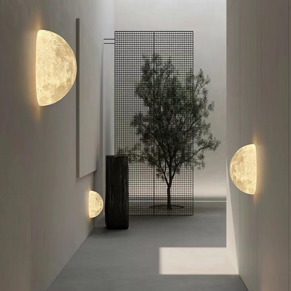Simulación 3D Luna Aplique De Pared Decorativo Aparato Creativo Fondo De Pared Para Pasillo Camino Escalera Mesita De Noche